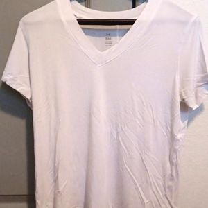 White athletic V-neck(shoulder hugging)